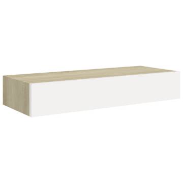 Wall-mounted Drawer Shelf Oak & White 60x23.5cm - HipoMarket