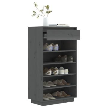 Shoe Cabinet Grey 60x34x105 cm - Solid Wood Pine Storage