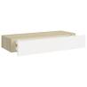 Wall-mounted Drawer Shelf Oak & White 60x23.5cm - HipoMarket