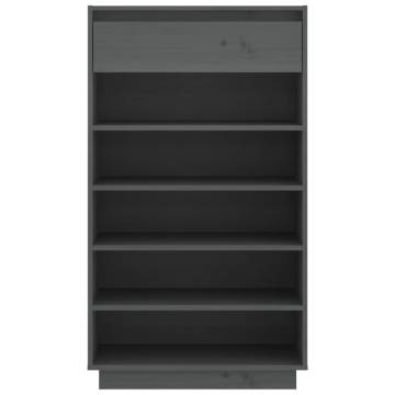 Shoe Cabinet Grey 60x34x105 cm - Solid Wood Pine Storage