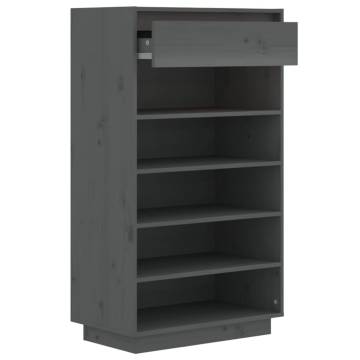 Shoe Cabinet Grey 60x34x105 cm - Solid Wood Pine Storage