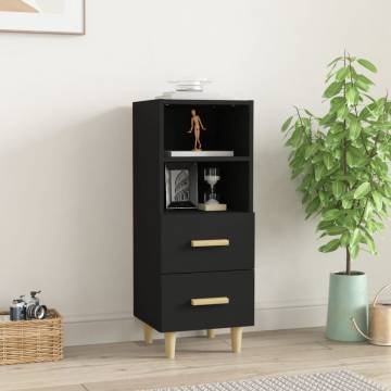 Stylish Black Sideboard - Engineered Wood | 34.5x34x90 cm