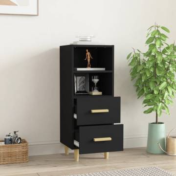 Stylish Black Sideboard - Engineered Wood | 34.5x34x90 cm