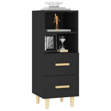 Stylish Black Sideboard - Engineered Wood | 34.5x34x90 cm