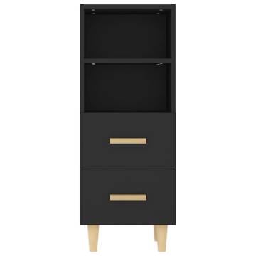 Stylish Black Sideboard - Engineered Wood | 34.5x34x90 cm