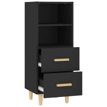 Stylish Black Sideboard - Engineered Wood | 34.5x34x90 cm