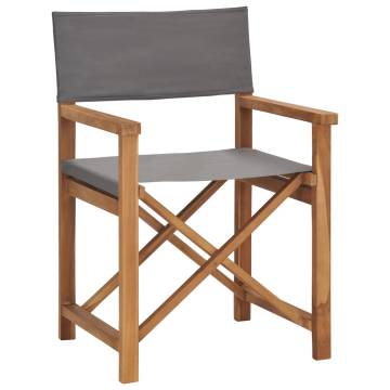 Director's Chair Solid Teak Wood Grey - Stylish Garden Seating