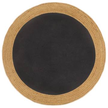 Braided Black & Natural Area Rug - 90 cm Jute & Cotton