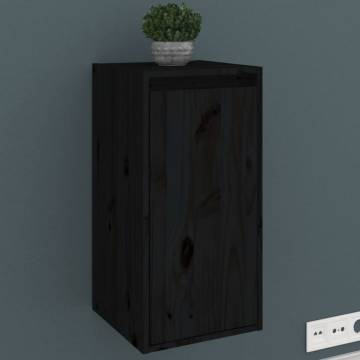 Wall Cabinet Black - 30x30x60 cm Solid Wood Pine | HipoMarket