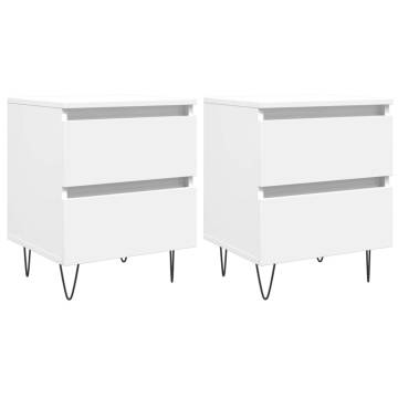 Elegant White Bedside Cabinets - 2 pcs 40x35x50 cm | HiPo Market