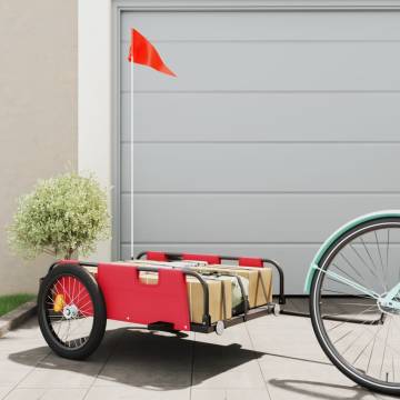 Durable Bike Trailer - Red Oxford Fabric & Iron Construction