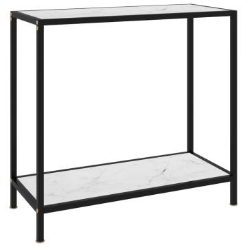 Stylish White Console Table - 80x35 cm Tempered Glass