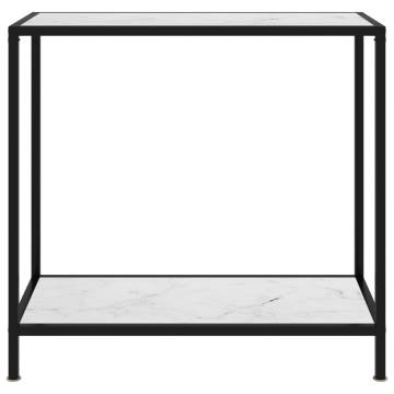 Stylish White Console Table - 80x35 cm Tempered Glass