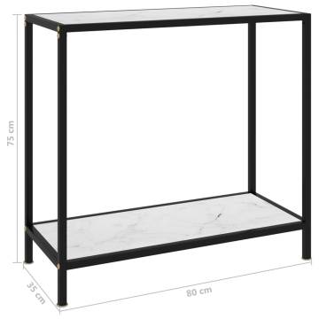 Stylish White Console Table - 80x35 cm Tempered Glass