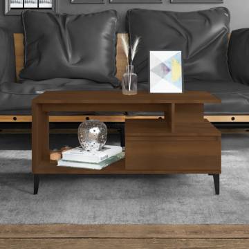 Elegant Brown Oak Coffee Table - 90x49x45 cm | Hipo Market