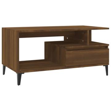 Elegant Brown Oak Coffee Table - 90x49x45 cm | Hipo Market