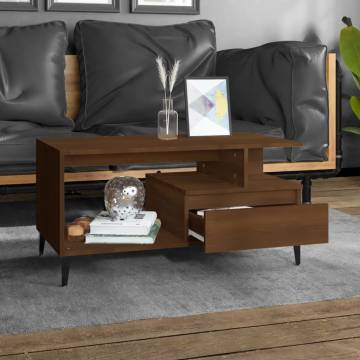 Elegant Brown Oak Coffee Table - 90x49x45 cm | Hipo Market