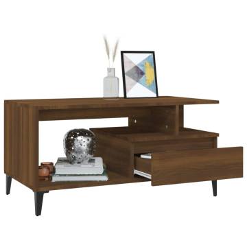 Elegant Brown Oak Coffee Table - 90x49x45 cm | Hipo Market