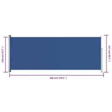 Patio Retractable Side Awning 117x300 cm Blue | HipoMarket