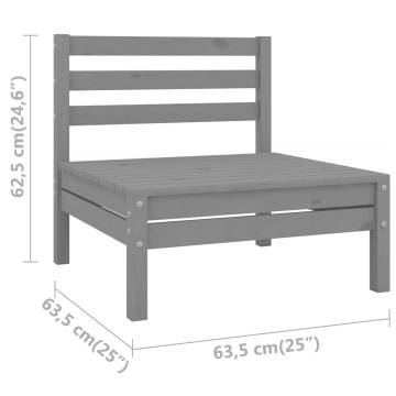 Garden Middle Sofa Grey - Solid Pinewood for Outdoor Relaxation