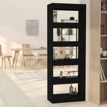 Stylish Black Book Cabinet & Room Divider - 60x30x166 cm