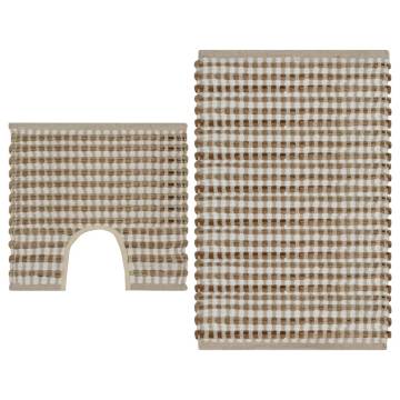 Hand-Woven Jute Bathroom Mat Set - Natural & White