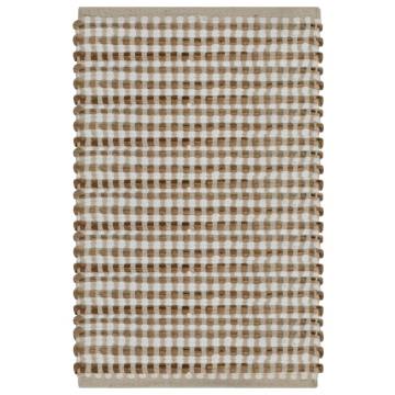 Hand-Woven Jute Bathroom Mat Set - Natural & White