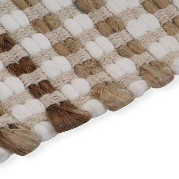 Hand-Woven Jute Bathroom Mat Set - Natural & White