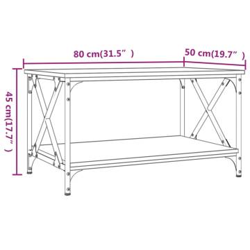 Elegant Grey Sonoma Coffee Table - 80x50x45 cm