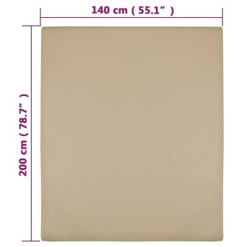 Jersey Fitted Sheet Taupe 140x200 cm Cotton | Hipomarket