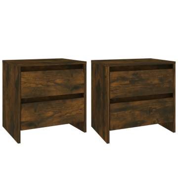 Elegant Smoked Oak Bedside Cabinets - 2 pcs | HipoMarket