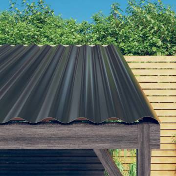 12 pcs Roof Panels - Powder-coated Steel Anthracite 100x36 cm