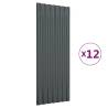 12 pcs Roof Panels - Powder-coated Steel Anthracite 100x36 cm