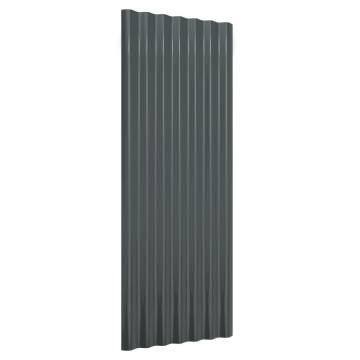 12 pcs Roof Panels - Powder-coated Steel Anthracite 100x36 cm