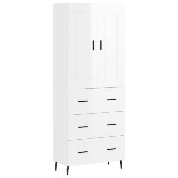 Highboard High Gloss White - Stylish Engineered Wood Storage