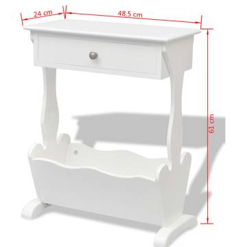 Elegant Melrose White Magazine Rack - Hipomarket UK