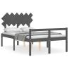 Grey Bed Frame with Headboard - Solid Wood 120x200 cm