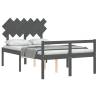 Grey Bed Frame with Headboard - Solid Wood 120x200 cm