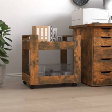 Desk Trolley Smoked Oak | 60x45x60 cm Engineered Wood