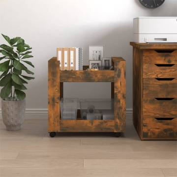 Desk Trolley Smoked Oak | 60x45x60 cm Engineered Wood