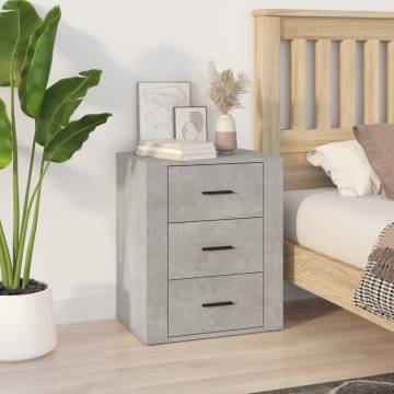 Stylish Concrete Grey Bedside Cabinet - 50x36x60 cm