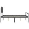 Grey Bed Frame with Headboard - Solid Wood 120x200 cm