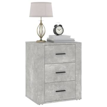 Stylish Concrete Grey Bedside Cabinet - 50x36x60 cm