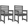 Grey Garden Chairs Set of 2 - Solid Pine Wood - Hipomarket