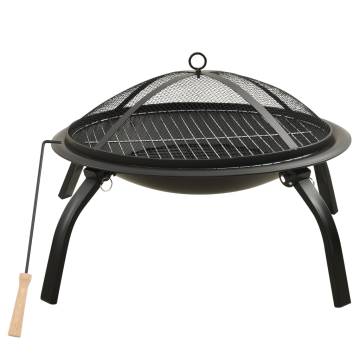 2-in-1 Fire Pit & BBQ - 56x56 Steel Outdoor Heater