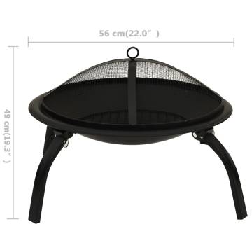 2-in-1 Fire Pit & BBQ - 56x56 Steel Outdoor Heater