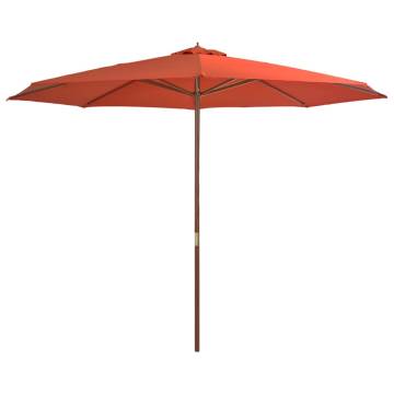 Outdoor Parasol with Wooden Pole 350 cm - Terracotta Shade