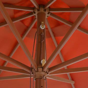 Outdoor Parasol with Wooden Pole 350 cm - Terracotta Shade