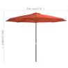 Outdoor Parasol with Wooden Pole 350 cm - Terracotta Shade