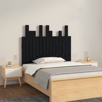 Elegant Black Wall Headboard - Solid Pine Wood 95.5x3x80 cm